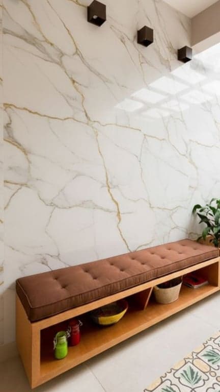 Ambiente com painel de revestimento marmorizado