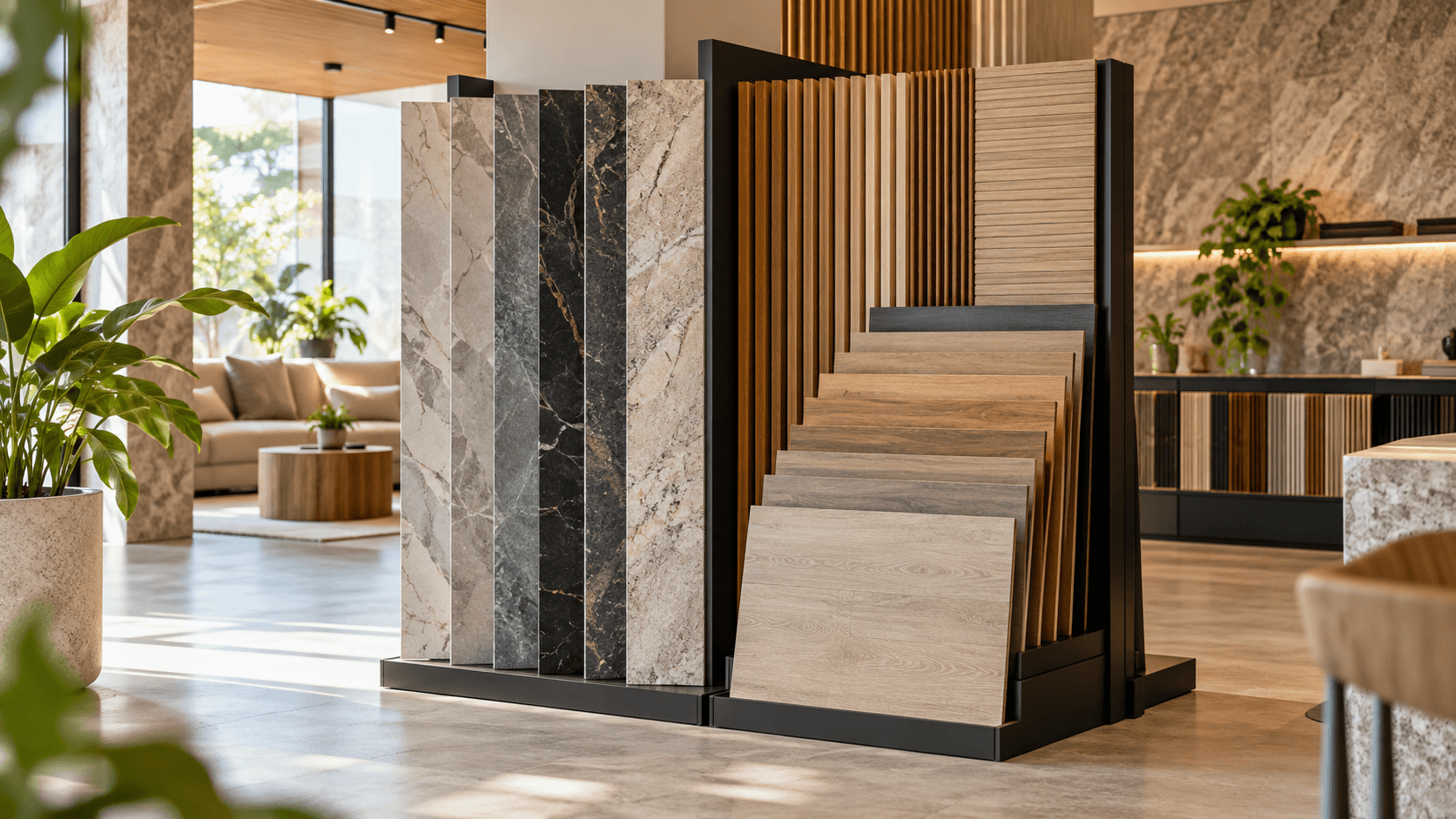 Ambiente com revestimentos e acabamentos decorativos